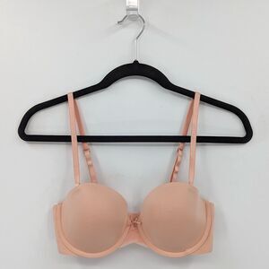Victoria's Secret Bra Women's 34C Peach Beige Lined Strapless